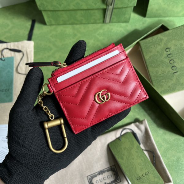 GUCCI - GG MARMONT  RED LEATHER CARDHOLDER