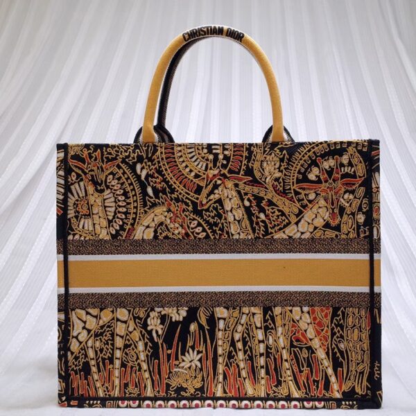 Dior Book Tote Bag In Animals Embroidered Canvas - Orange - Image 5