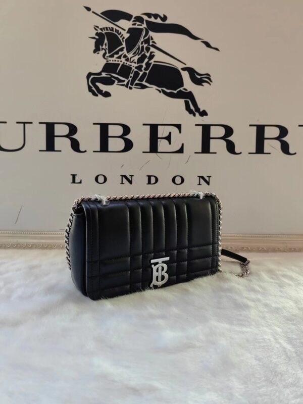 Burberry Lola – Lona Bun Handbag WIth Silver Logo - Black - Image 5