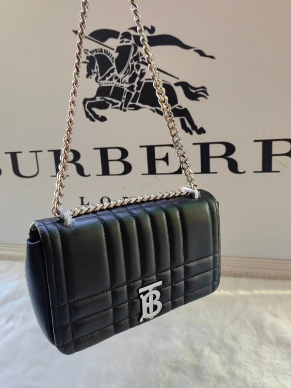 Burberry Lola – Lona Bun Handbag WIth Silver Logo - Black - Image 2