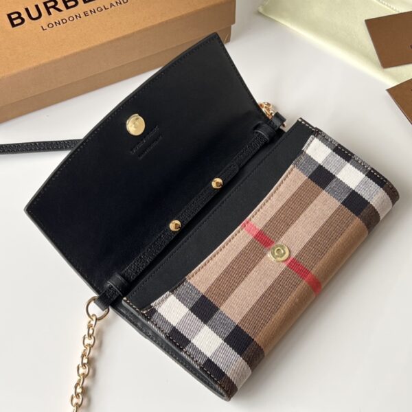 Burberry Horseferry Plaid Chain Wallet - Black - Image 4