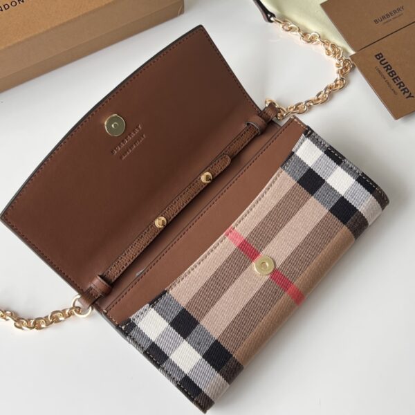 Burberry Horseferry Plaid Chain Wallet - Brown - Image 4