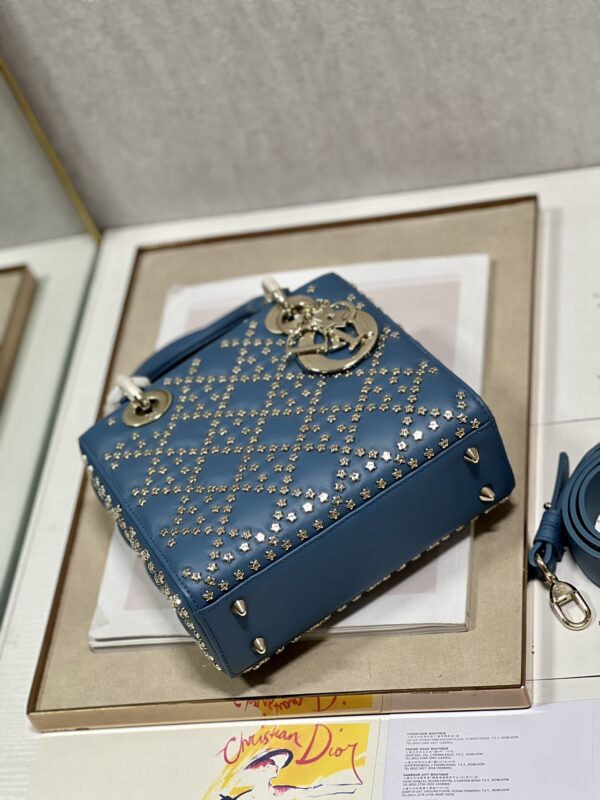 Dior Mini Lucky Star Shaped Rivet Beads Handbag - Blue - Image 4