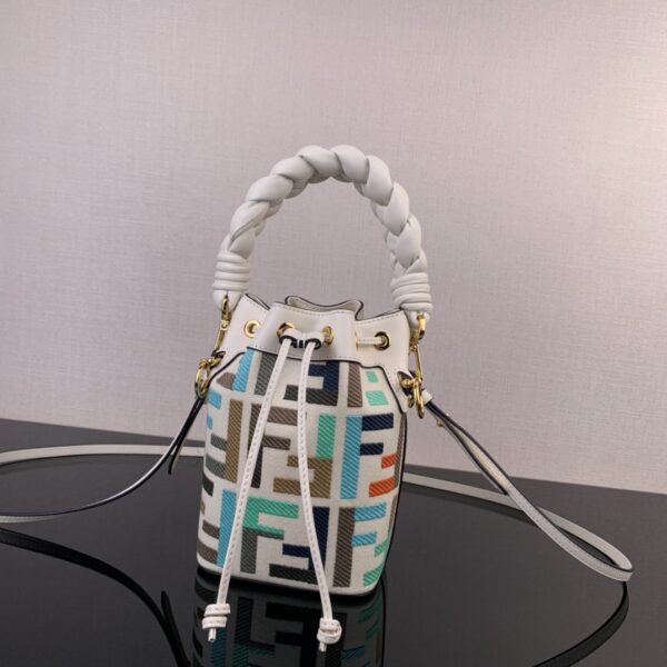 Fendi Vertigo Colorful Logo Embroidery Pattern Bucket Bag - Image 5