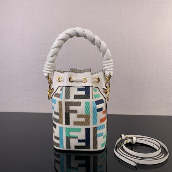 Fendi Vertigo Colorful Logo Embroidery Pattern Bucket Bag - Image 3