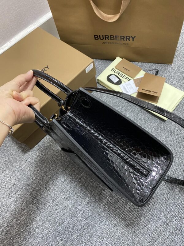 Burberry Crocodile Texture Handbag - Black - Image 5