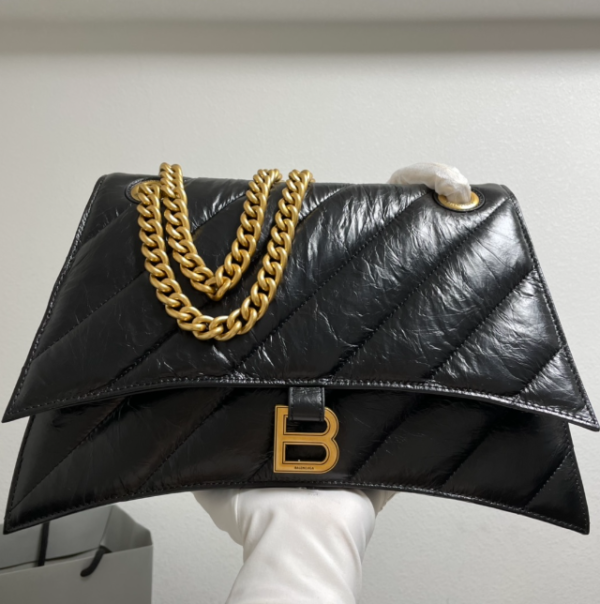 Balenciaga Medium Crush Chain Bag - Black/Gold