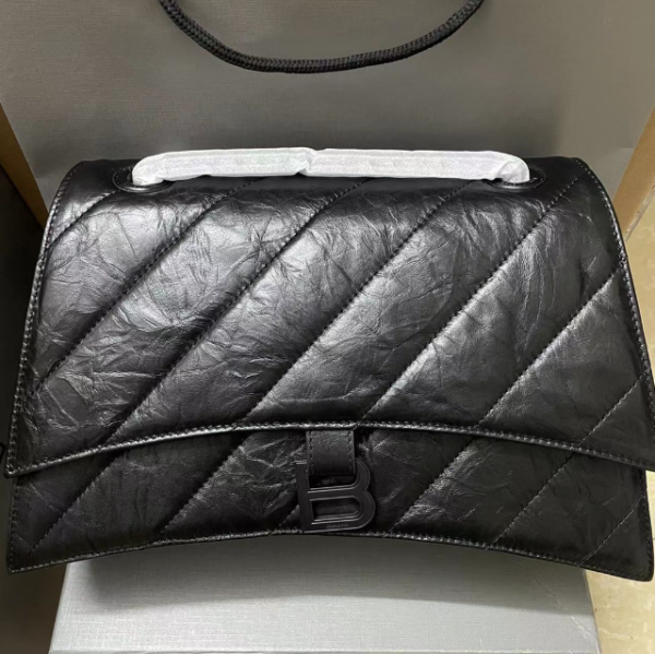 Balenciaga Medium Crush Chain Bag - Black