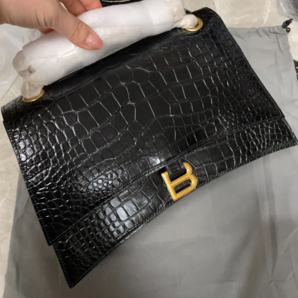 Balenciaga Medium Crush Bag - Black/Gold