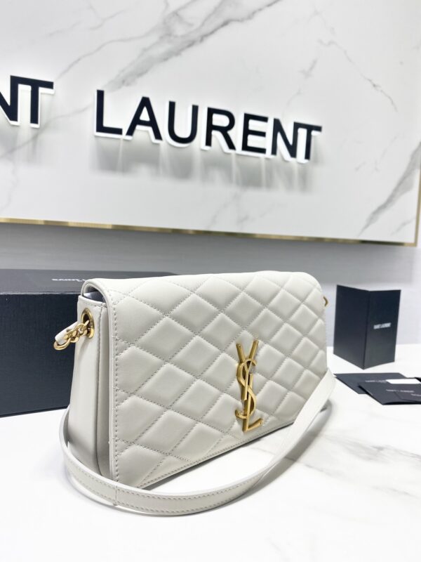 YSL Yves Saint Laurent's Rhombus Quilted Texture Handbag - White - Image 4