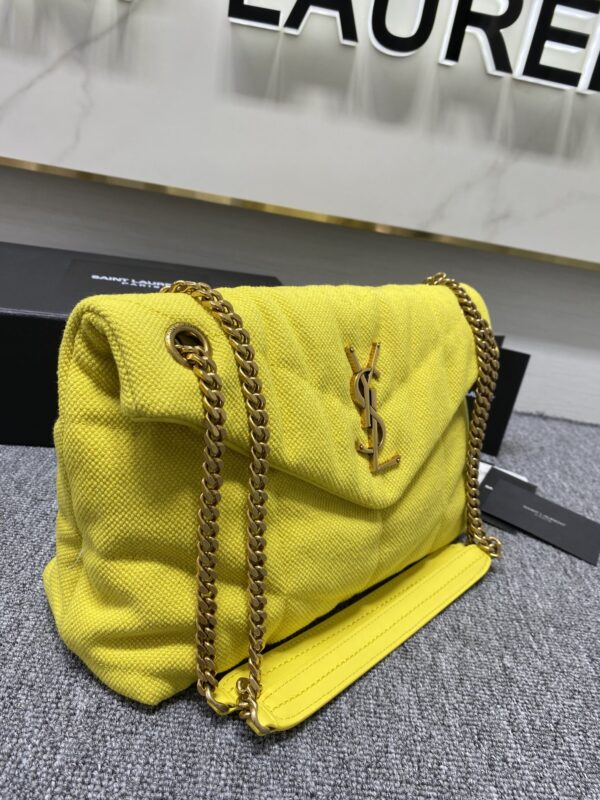 YSL Lou Lou's Large Canvas Cloud Bag - Yellow - Image 4