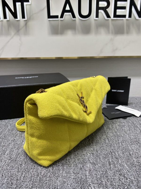 YSL Lou Lou's Small Canvas Cloud Bag - Yellow - Image 4