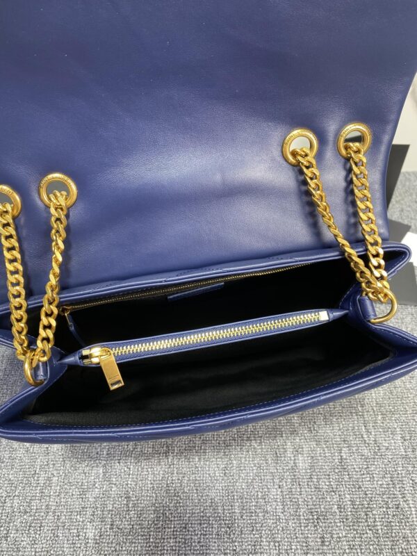 YSL LouLou Y-Shaped Satchel Large Handbag - Dark Blue - Image 3