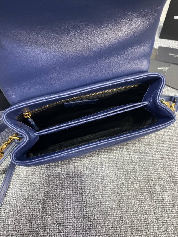 YSL LouLou Y-Shaped Satchel Small Handbag - Dark Blue - Image 3