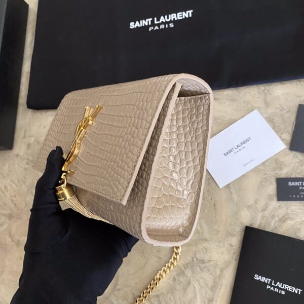 YSL Yves Saint Laurent Mini Crocodile Pattern Tassel Bag – Caramel - Image 3