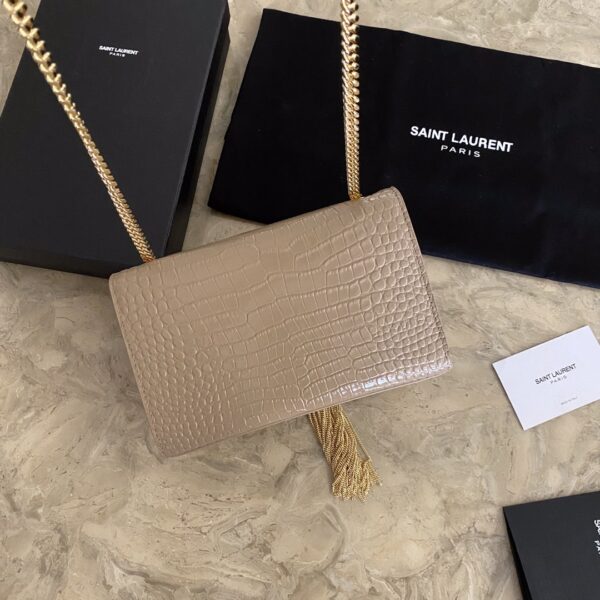 YSL Yves Saint Laurent Mini Crocodile Pattern Tassel Bag – Caramel - Image 2