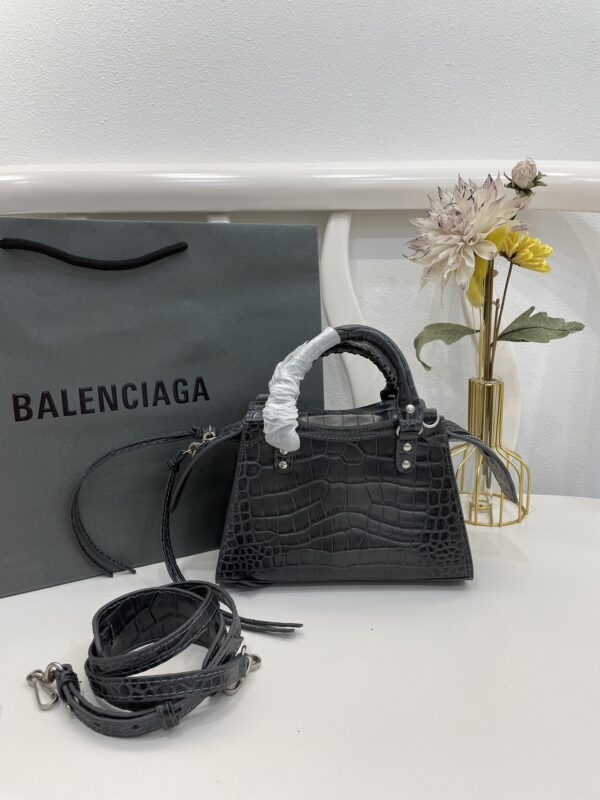 Balenciaga Neo Classic Mini Crocodile Handbag - Gray - Image 4