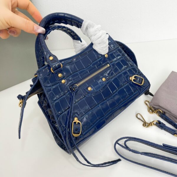 Balenciaga Neo Classic Mini Crocodile Handbag - Dark Blue - Image 4