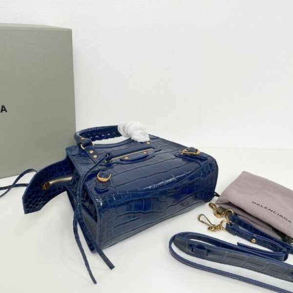 Balenciaga Neo Classic Mini Crocodile Handbag - Dark Blue - Image 3