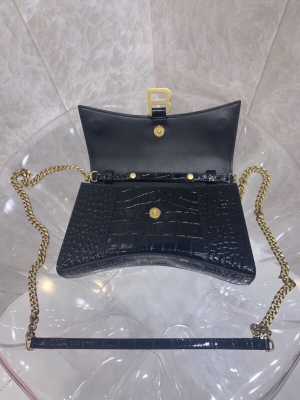 Balenciaga Hourglass Chain Bag - Black (Golden Buckle) - Image 3