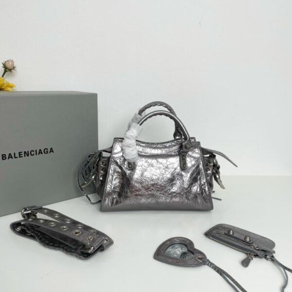 Balenciaga Neo Cagole Explosive Motorbike Bag - Silver - Image 5