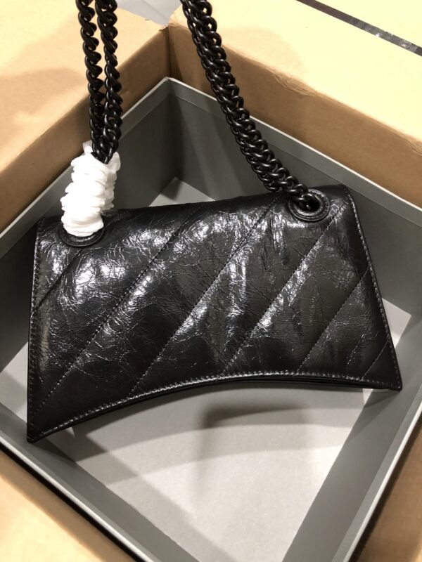 Balenciaga Crush Hourglass Small Chain Bag - Black - Image 5