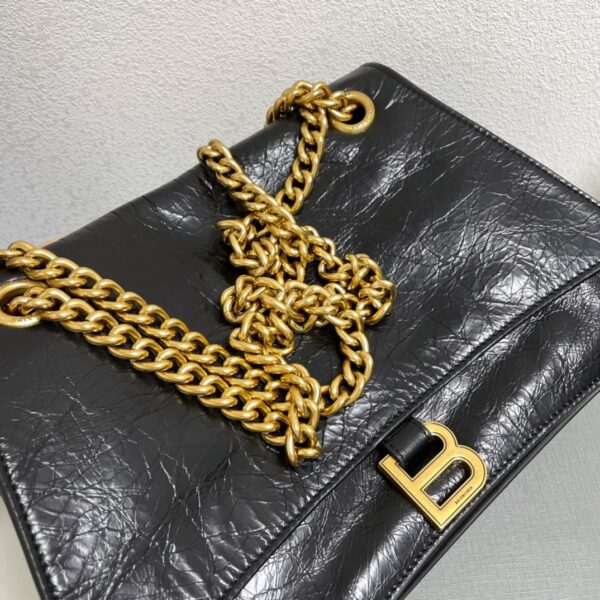 Balenciaga Medium Crush Chain Bag - Black/Gold - Image 4