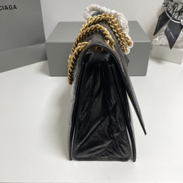 Balenciaga Medium Crush Chain Bag - Black/Gold - Image 3