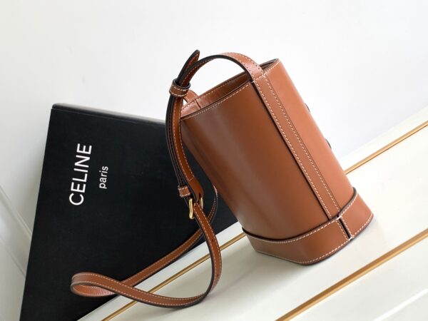 Celine Cuir Triomphe Mini Smooth Cow Leather Bucket Bag - Brown - Image 5