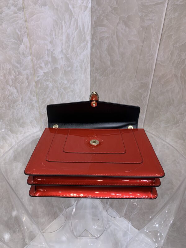 Bulgari Cow Patent Leather Handbag - Red - Image 3