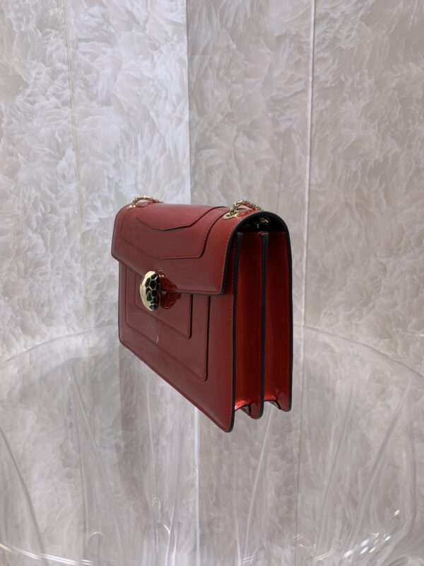 Bulgari Cow Patent Leather Handbag - Red - Image 5