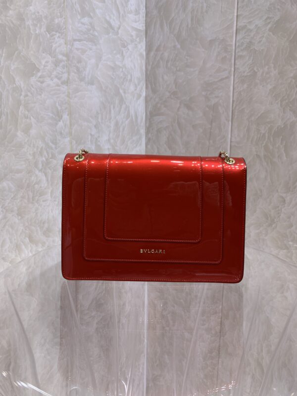 Bulgari Cow Patent Leather Handbag - Red - Image 4