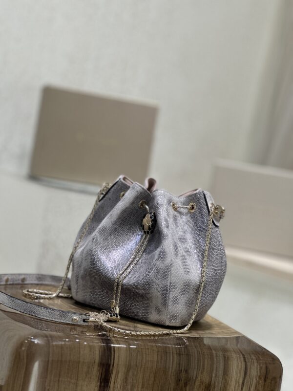 Bulgari Water Snake Skin Bucket Bag - Gray - Image 5