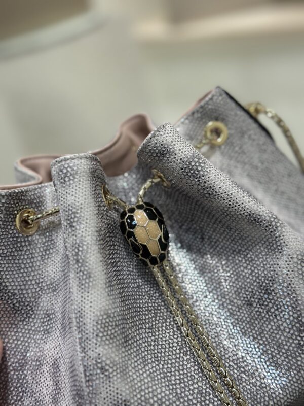 Bulgari Water Snake Skin Bucket Bag - Gray - Image 2