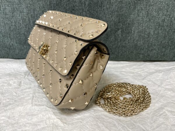 Valentino Small Papaya Gram Classic Studded Handbag - Cream - Image 2