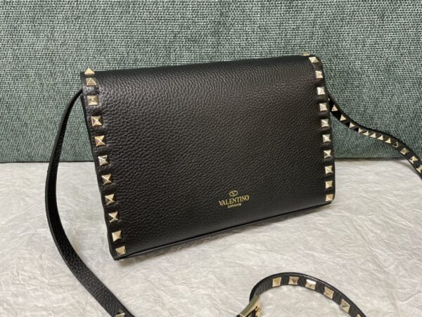 Valentino Falling Gold Studded Messenger Bag - Black - Image 5